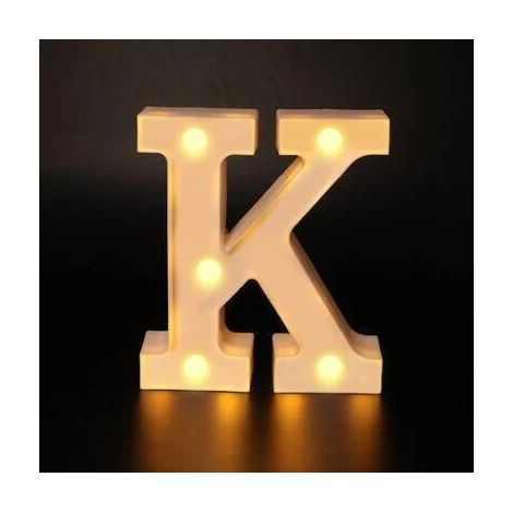 (K) Veilleuse LED en forme de lettres et de chiffres, 16 cm de lumière lumineuse pour les lettres (1/5)