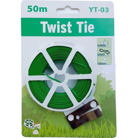Cravate torsadée pour plantes, 50m/164 pieds, en plastique et fer, pour jardinage, fil vert pour fleurs, Support fixe pour plantes