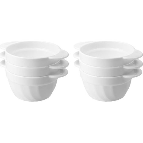 Bouillon, bol, saladier, bol en verre avec anses, bianco, 650 ml, lot de 6, verre blanc (1/2)