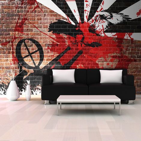 Papier Peint "Graffiti sur un Mur de Brique" 231 x 300 cm (1/2)