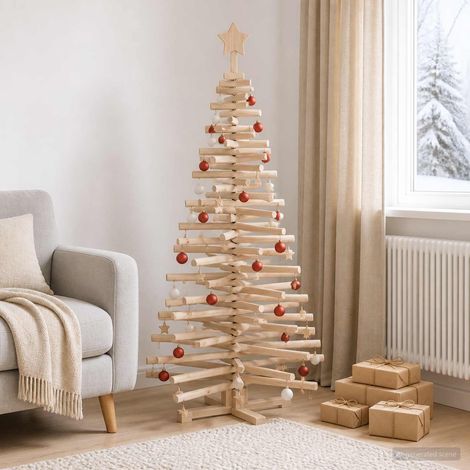 vidaXL Árbol de Navidad de madera KOTKA 150 cm Madera de Pino Maciza (1/5)