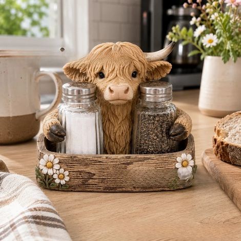 Salz- und Pfefferstreuerhalter mit Küstentiermotiv – Hochlandrindfleisch