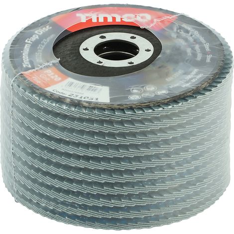 TIMCO Set of Flap Discs Zirconium Type 29 Conical P120 Grit - 115 x 22.23
