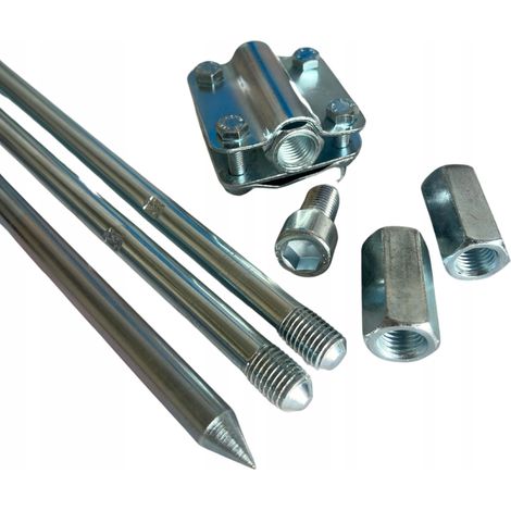 Piquet de terre galvanisé 3m M16 – 3 segments de 1m – Connecteur solide – Résistance à la corrosion pour mise à la terre (1/3)