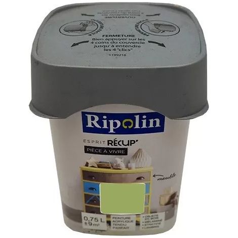 RIPOLIN Peinture Esprit Récup' Pièce à vivre Vert granny 0,75 L (1/3)