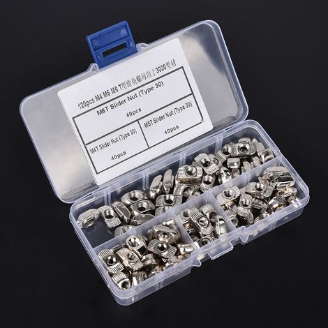 120 Stück T-Nut-Gleitmuttern M4 M5 M6 Befestigungselemente für Aluminiumprofile 3030 (1/5)