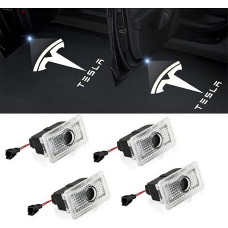 Accessoires d'intérieur de voiture LED, lumière de bienvenue de porte, projecteur de logo de voiture pour Tesla modèle 3/Y/S/X, mise à niveau des accessoires Tesla (4 pièces) (1/5)