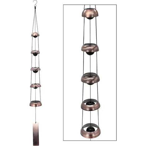 Carillon éolien en cuivre 92 cm – design pagode à 5 niveaux – son clair et mélodieux – décoration vintage pour maison et jardin (1/5)