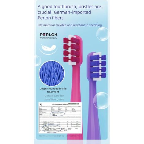 Brosse à Dents Orthodontique en U pour Appareil Dentaire Brins Souples en PBT Kit avec Manche et Têtes de Rechange Interchangeables Nettoyage Précis des Bagues et Brackets Rouge (1/4)