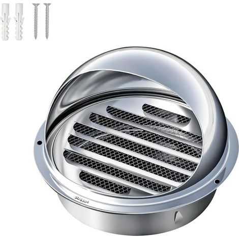 Rejilla de ventilación, rejilla de ventilación de acero inoxidable, rejilla de ventilación redonda para campana extractora, rejillas de ventilación esféricas, 160 mm (1/5)