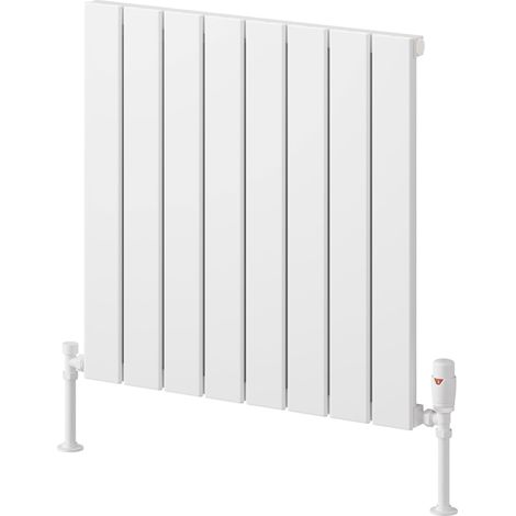 Reina Piatto Single Horizontal Aluminium Radiator 600mm H x 595mm W - White