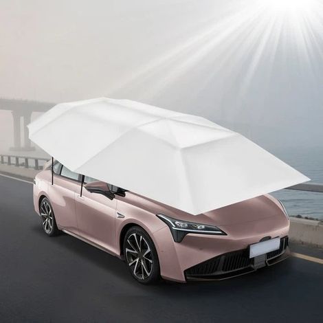 Tragbares, faltbares Autozelt, Sonnenschutz- und Markisenabdeckung für Autos, silbergrau, 4,6 x 2,3 m