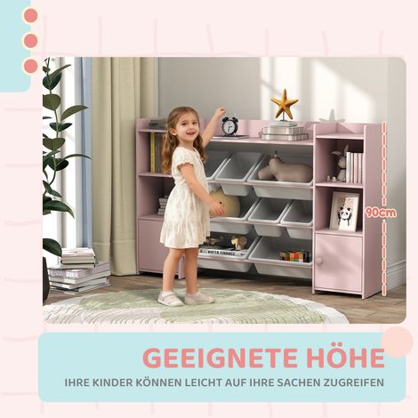 Étagère de rangement pour enfants, meuble pour jouets et livres, organisation facile, 8 bacs amovibles, rose (1/2)
