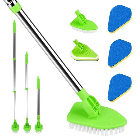 Brosse Nettoyage Salle de Bain 3 en 1, Brosse de Nettoyage de Douche Bain Rotative à 180° avec TéLescopique Manche de 95 cm de Long pour FenêTres, Sols, Carrelage, Salle de Bain, Baignoire (1/5)