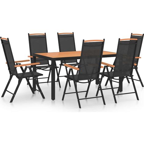 vidaXL Ensemble à manger de jardin 7 pcs Aluminium Noir (1/5)