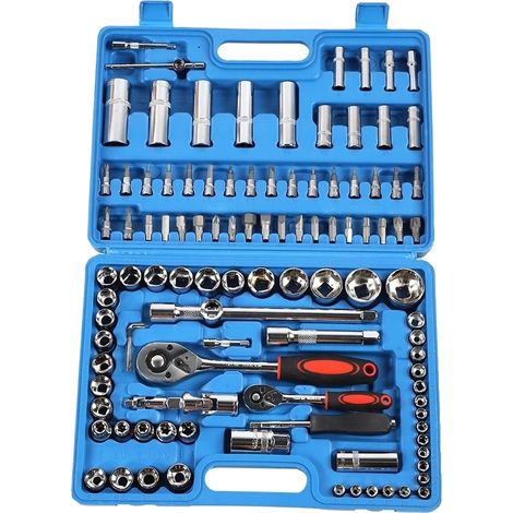 Jeu de clés à cliquet, acier CR40, 108 pièces, Bleu (1/2)