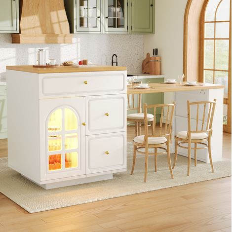 Mobile cucina estensibile con LED 122,5-195,5 cm OKMYHOME (1/5)