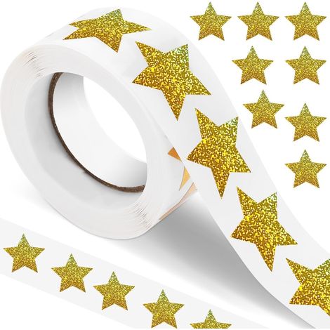 500 Stück Gold Sterne Aufkleber - Glänzende Sticker zur Auszeichnung für Kinder, DIY, Scrapbooking, Schule und Weihnachtshandwerk