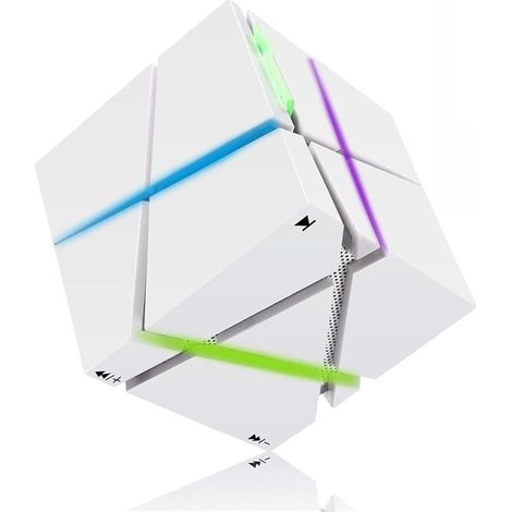 Haut-parleurs Bluetooth couleur lumière LED mini portable blanc (1/5)