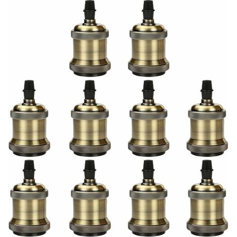 LED Lighting 10 Douille de Lampe Vintage Look Industriel E27 Douille de Lampe Edison Base Rétro Pendentif Lampe Adaptateur Aspect Métallique Accessoires de Lampe DIY, Bronze (1/5)