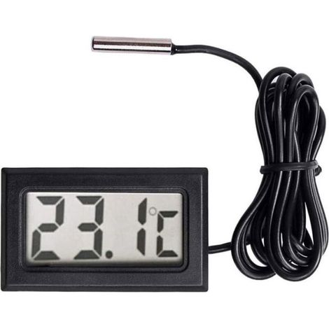 Thermomètre LCD numérique – Plage de -50 à +110 °C – Précision ± 0,5 °C – Sonde en acier inoxydable – Longueur câble 1 m (1/5)