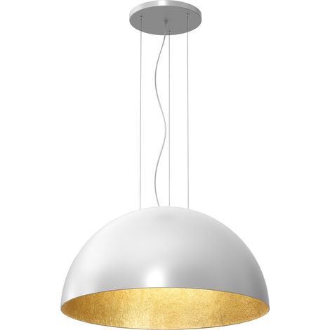 Lampada a sospensione Ø80 bianca interno oro Compo E27