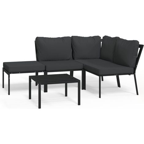 Maison Exclusive - Set Salotto da Giardino 5pz con Cuscini Grigi in Acciaio (1/5)