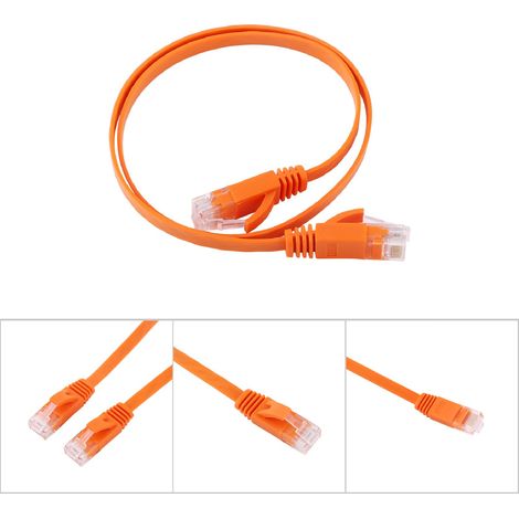 Câble Ethernet Plat RJ45 CAT6 UTP 0.5m Orange pour Routeur - 1000Mbps (1/5)