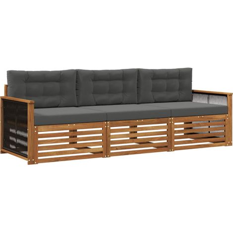 Conjunto de sofás de exterior 3 pcs Natural y Antracita vidaXL (1/5)