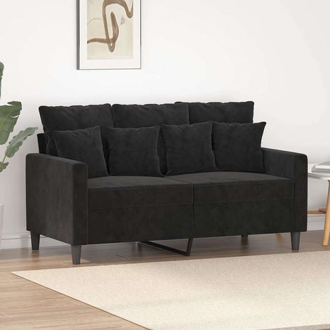 Canapé à 2 places Noir 120 cm Velours (1/5)