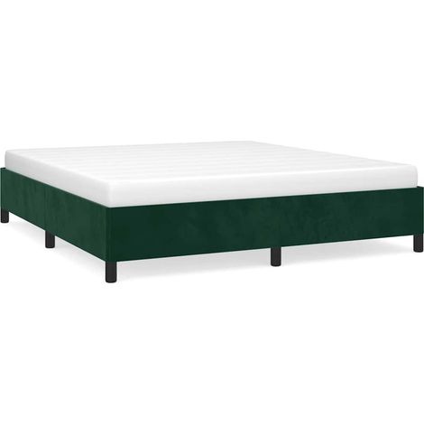 Lit double  Lit adulte  Cadre de lit sans matelas vert foncé 160x200 cm velours