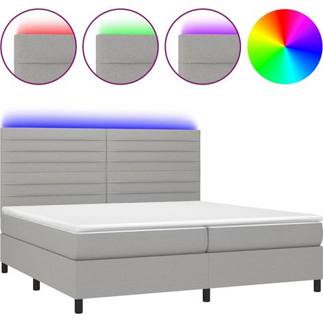 Maison Exclusive - Cama box spring con colchón tela y LED gris cl (1/5)