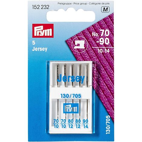 PRYM - 5 PEZZI - AGHI SPECIALI PER MACCHINA JERSEY CON TESTA PIATTA 70-90