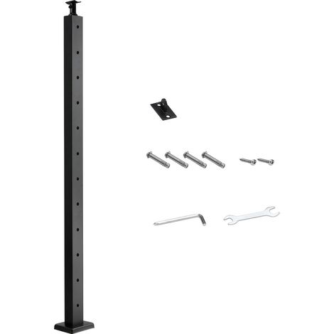 Mophorn Kabelgeländerpfosten aus Edelstahl SUS304, 1067x50,8x50,8 mm, vorgebohrte horizontale Löcher, geeignet für Handläufe und Balustraden, schwarz