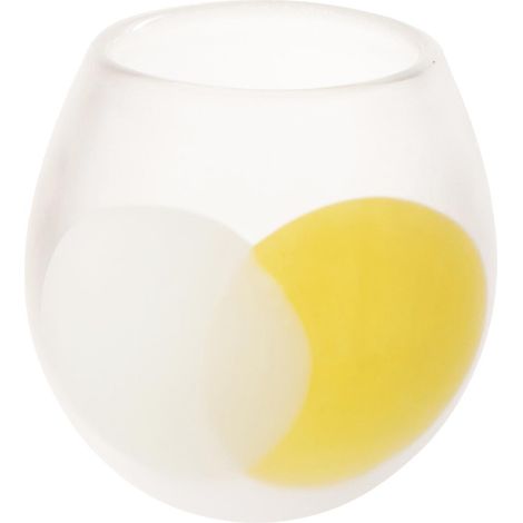 Photophore en Verre "Amos" 14cm Blanc & Jaune (1/3)