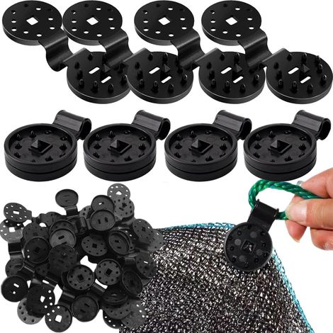 Clips de Fixation pour Bache, 50 Pièces, Noir, Polyéthylène, Clip Spécial avec Œillet, Clips en Plastique de Tissu d'Ombre pour Toile e Clôture (1/5)
