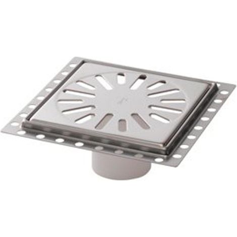 Aquaberg évacuation inox avec grille inox incl. deux clapets anti-odeur 150x150mm hauteur d'encastrement 7mm (1/4)