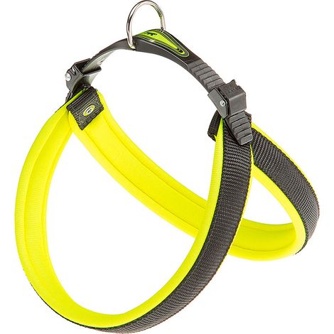 Ferplast AGILA FLUO 3-9 Pettorina ergonomica per cani con morbida imbottitura. Chiusura con cordino.. Variante 4 - Misure: A=B 44-52 cm 20 mm - Giallo