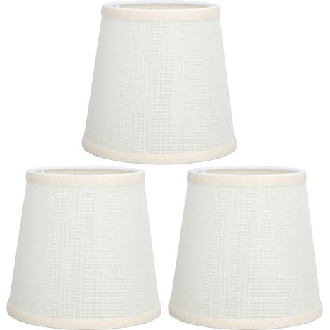 3 moderne Lampenschirme aus Leinenstoff, 15 x 14 x 11 cm, E14-Fassung, für Kristalllüster, Kerzenleuchter, Wandleuchten, beigefarbener Schirm 0059, 3er-Set (1/5)