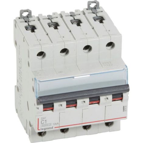 Disjoncteur DX³6000 10kA arrivée haute et départ bas à vis 4P 400V - 1A - courbe C - pour peigne HX³ traditionnel - LEGRAND