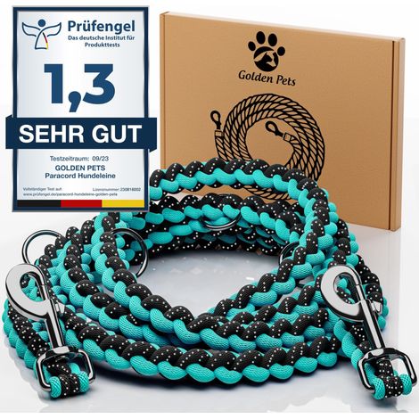 Laisse tressée en paracorde 2m de Long, réglable, réfléchissante, très légère et Robuste pour Petits et Grands Chiens (1/5)