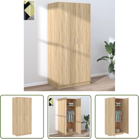 The Living Store Garde-robe Chêne sonoma 80x52x180 cm Bois d’ingénierie - Garderobe - Meuble Rangement - Placard - Dressing - Commode (1/6)
