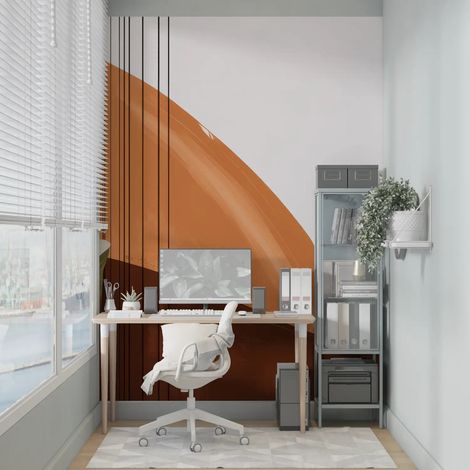 Papier Peint Art & Déco - Feuillage Stylisé Terre de Sienne - 150 x 250 cm (1/2)