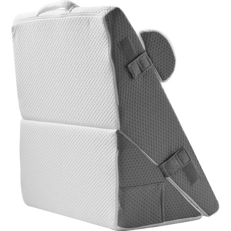 Mophorn Juego de 3 almohadas de cuña ajustables para cama, soporte de espuma ortopédica con funda lavable de jacquard, almohada posoperatoria, blanco/gris