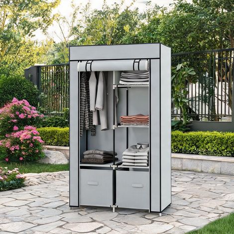 Commode coloris gris clair en acier 83 x 42,5 x 162,5 cm (1/5)
