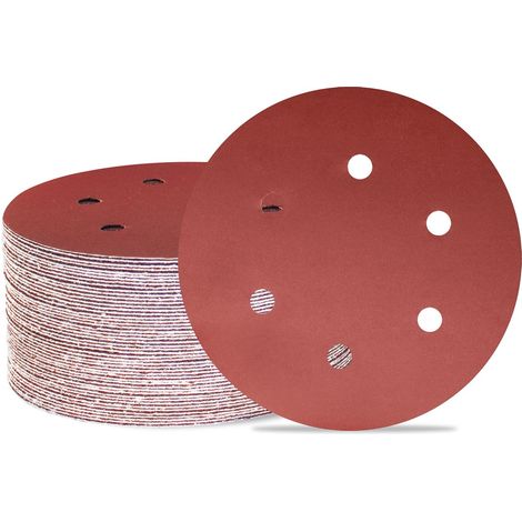 50er-Pack 150 mm Schleifscheiben, 6 Löcher – Körnung 1000 – Exzenterschleifer-Papier für Holzbearbeitung, Auto, Metall (1/5)