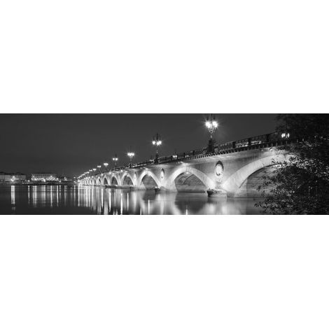Tableau sur toile pont de pierre noir et blanc 45x135 cm - Impression sur Toile Murale Décorative - Image imprimée en HD sur Toile - Toile sur Châssis en Bois FSC - Fabriqué en France (1/4)