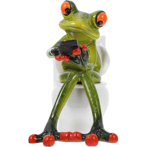 Froschfigur aus Kunstharz (1 Stück) – Kreative Schreibtisch- oder Bürodekoration – 13,2 x 12 x 4 cm (1/4)