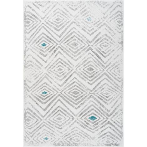 Tapis Ethnique à Poils Courts "Vancouver IV" Blanc 80 x 150 cm (1/4)
