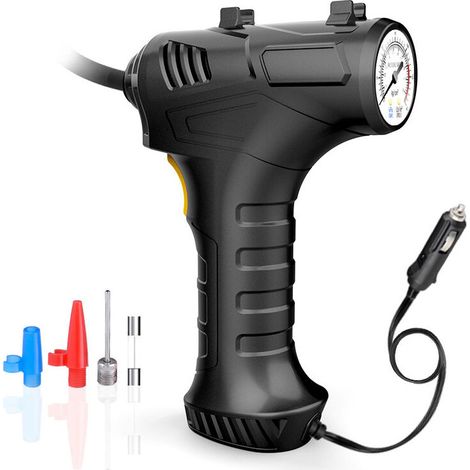 Tragbare Auto-Luftpumpe, 120 W, Luftkompressor, Reifenfüller, Druckmesser mit LED-Licht, für Auto, Motorrad, Fahrrad, Bälle MUMU